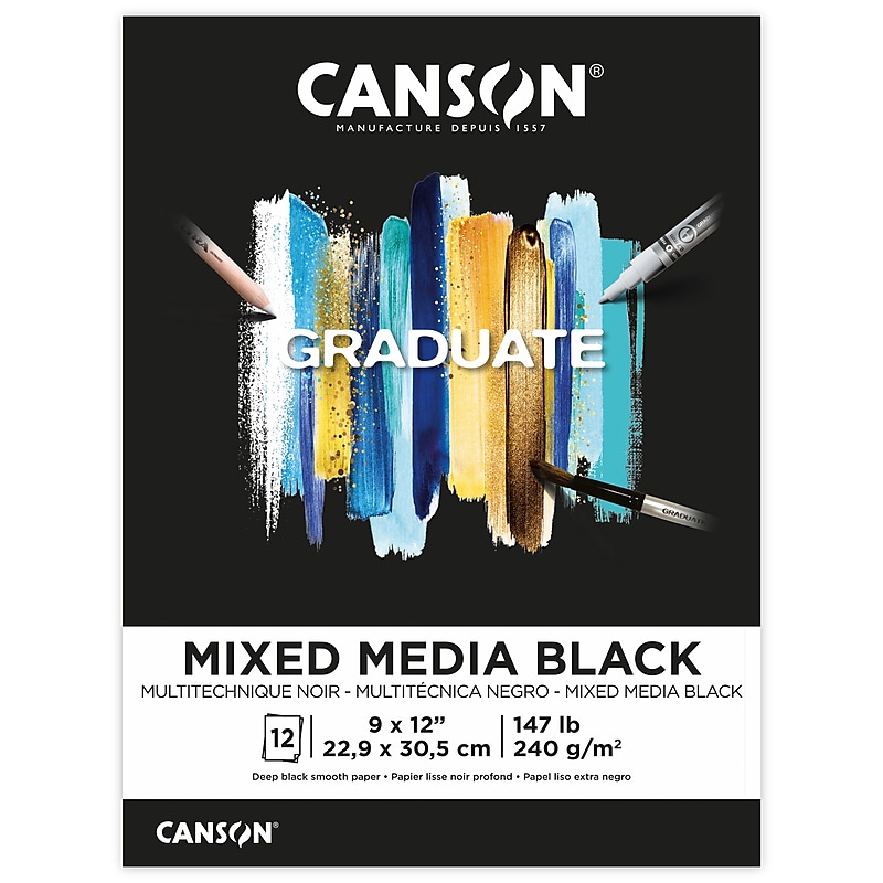Canson Graduate 9" x 12" Mixed Media Pad, 12 Sheets/Book, 3/Bundle (MCX525008004-3) image 1
