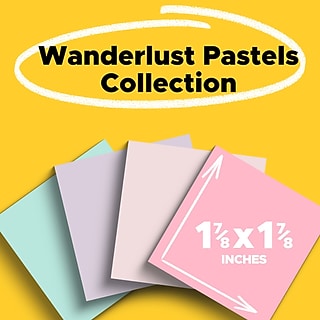 Post-it Recycled Super Sticky Notes, 1 7/8" x 1 7/8", Wanderlust Pastels Collection, 70 Sheet/Pad, 18 Pads/Pack~#|#~CF87E22A-0F6E-4301-B9CE58D8042413F9_sc7