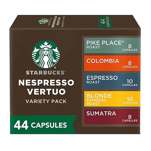 Starbucks Variety Pack Coffee Nespresso Vertuo Capsules, 44/Box