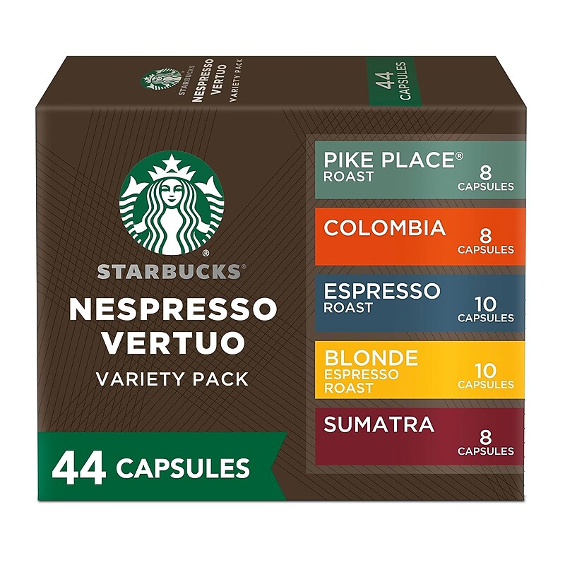 Starbucks Variety Pack Coffee Nespresso Vertuo Capsules, 44/Box (117667) image 1