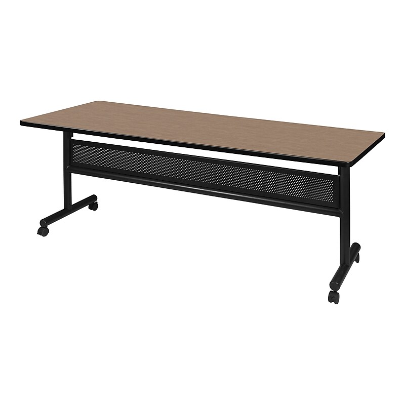 Regency Kobe Flip Top 72"W x 30"D Rectangular Training Room Table, Laminate, With Wheels, Noble Oak (MKFTM7230NO) image 1