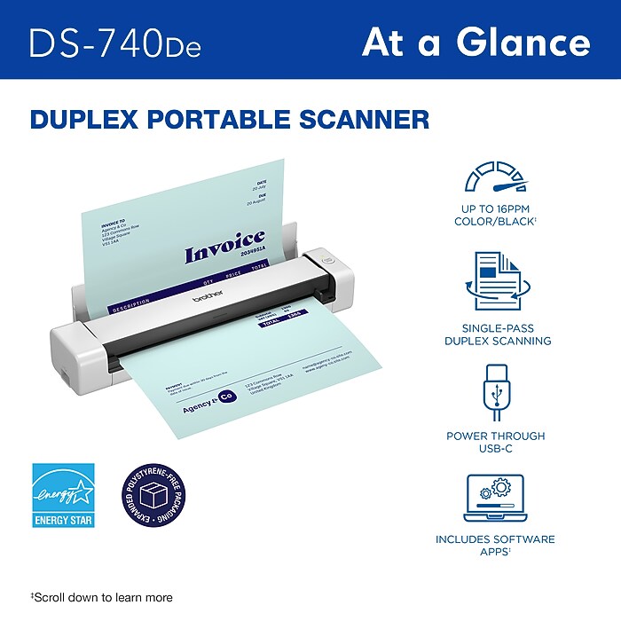 Brother DSmobile DS-740De USB Duplex Portable Document Scanner