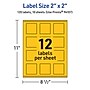 Avery Laser/Inkjet Square Multipurpose Labels, 2" x 2", Bright Yellow, 120/Pack (94107)~#|#~CF906041-F4FC-45FF-978DA5D676A4B557_sc7