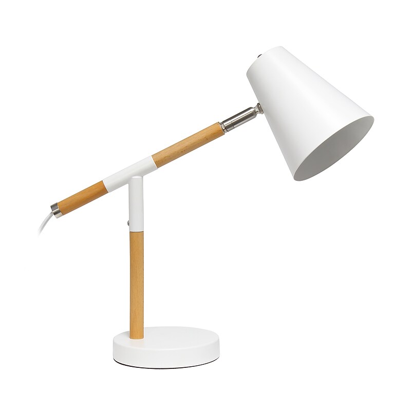 Creekwood Home Nordic LED Desk Lamp, 15.5", Matte White/Wood (CWD-1020-WH) image 1