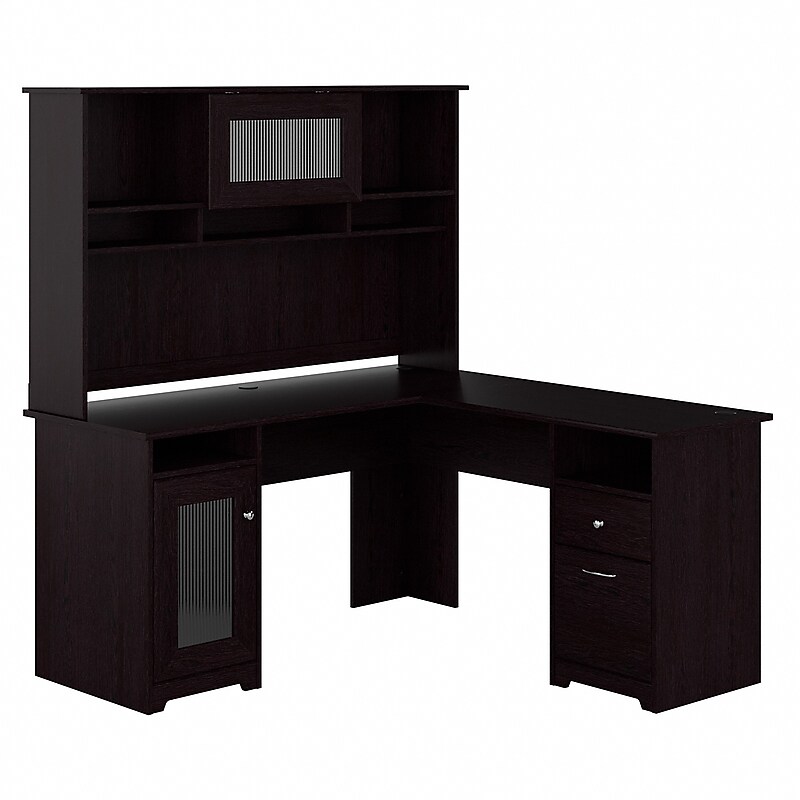 Bush Furniture Cabot 60"W L Shaped Computer Desk with Hutch and Storage, Espresso Oak (CAB001EPO) image 1
