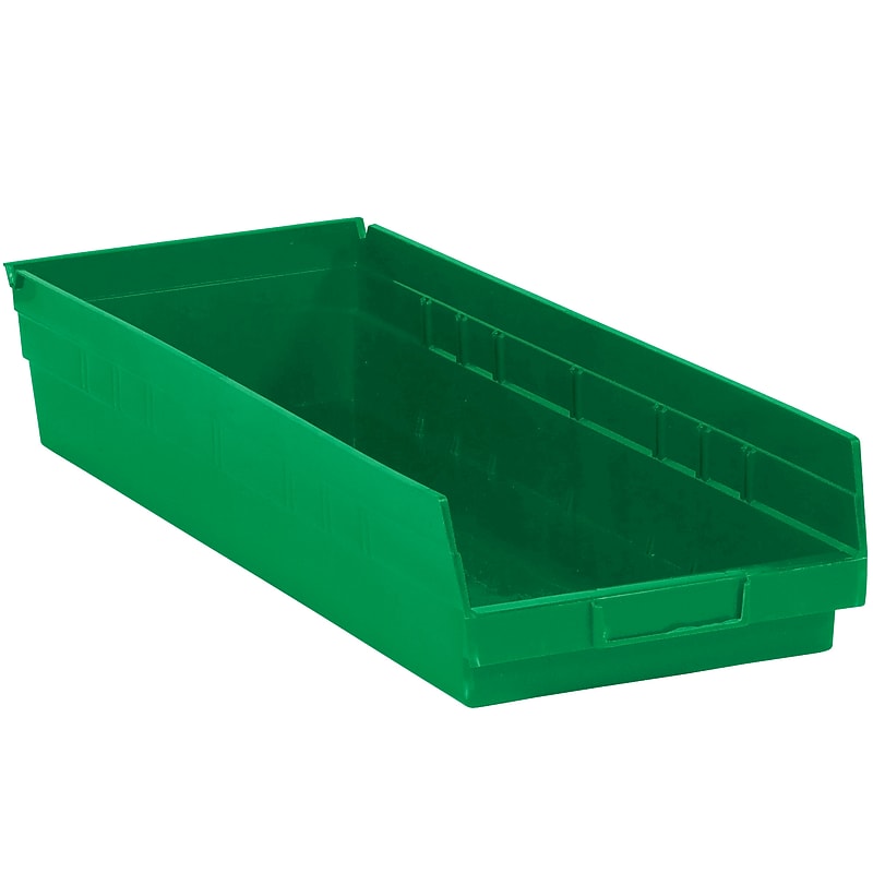 Partners Brand Large Plastic Storage Bin, 8.375" x 4"x 23.625", Green, 6/Carton (BINPS123G) image 1