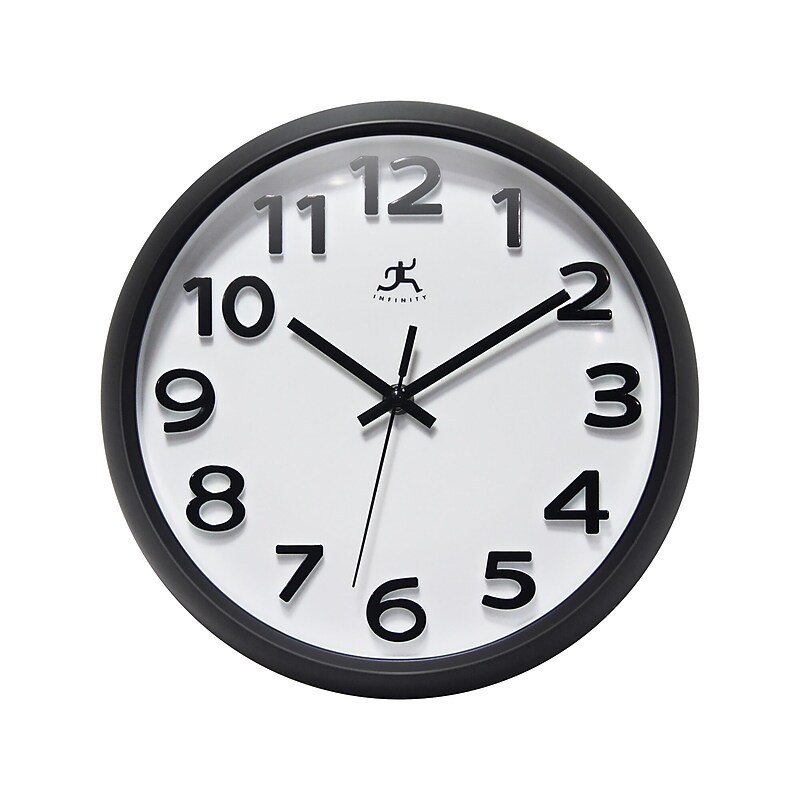 Infinity Instruments Wall Clock, 10.75"Dia. (20296BK-WH) image 1