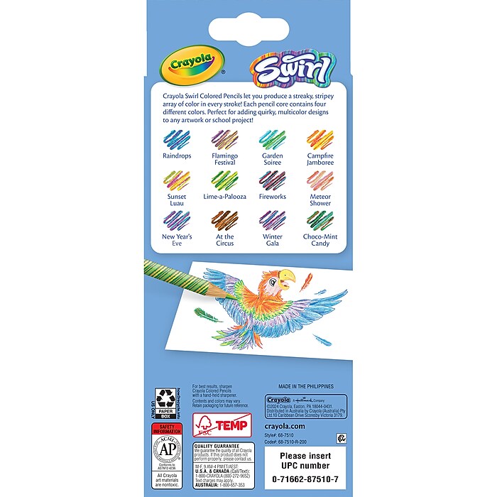 Crayola Swirl Colored Pencils, Assorted Colors, 12/Pack, 12 Packs