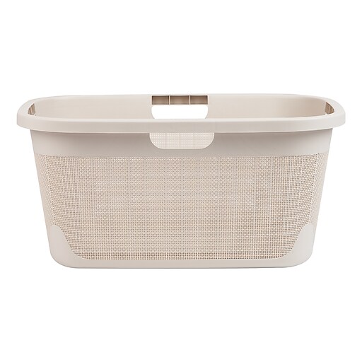 Mind Reader 10-Gallon Laundry Basket, Plastic, Ivory (40FABASK-IVO)