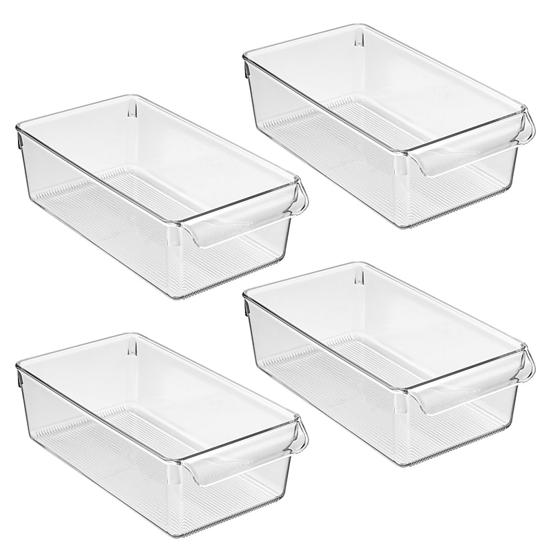 iDESIGN Small Stackable Plastic Storage Bin, Clear, 4/Pack (28335M4) image 1