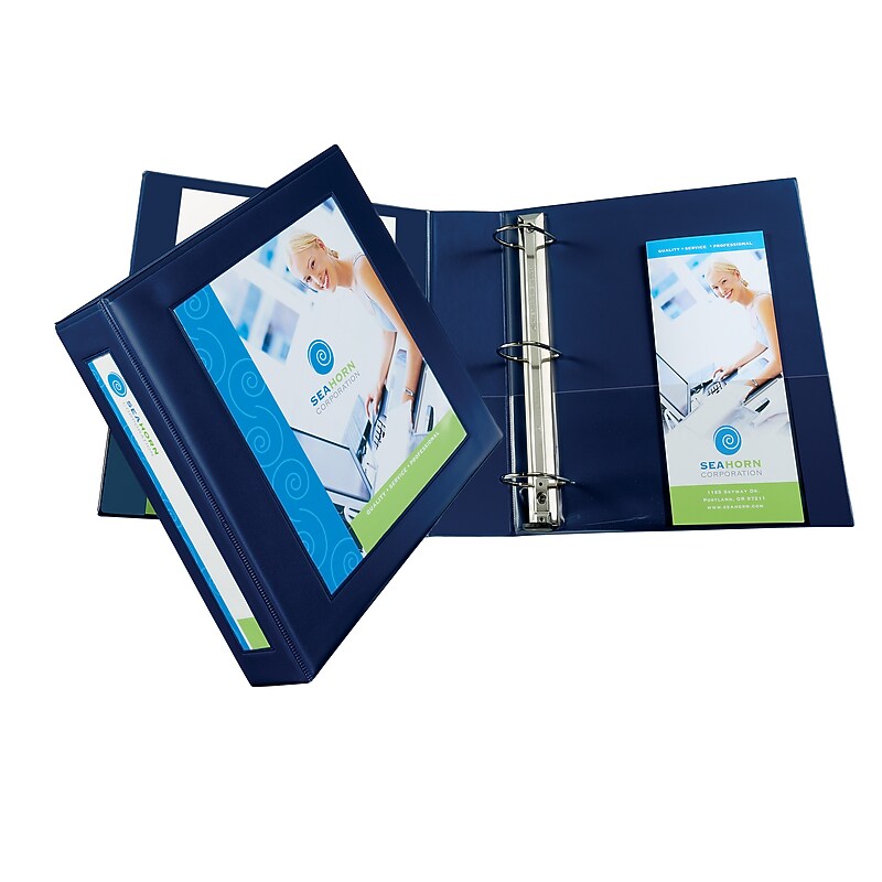 Avery Heavy Duty 2" 3-Ring Framed View Binders, One Touch EZD Ring, Navy Blue (68033) image 1