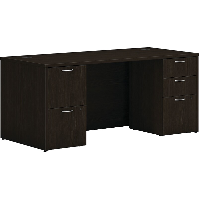 HON Mod 66"W Double-Pedestal Desk, Java Oak (HLPLDS66PSJA1) image 1