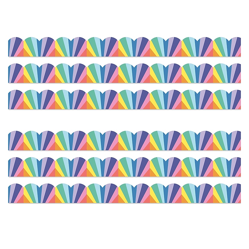 Carson Dellosa Education We Stick Together Scalloped Bulletin Board Borders, 3" x 3', Rainbow Burst, 6/Bundle (CD-108518-6) image 1