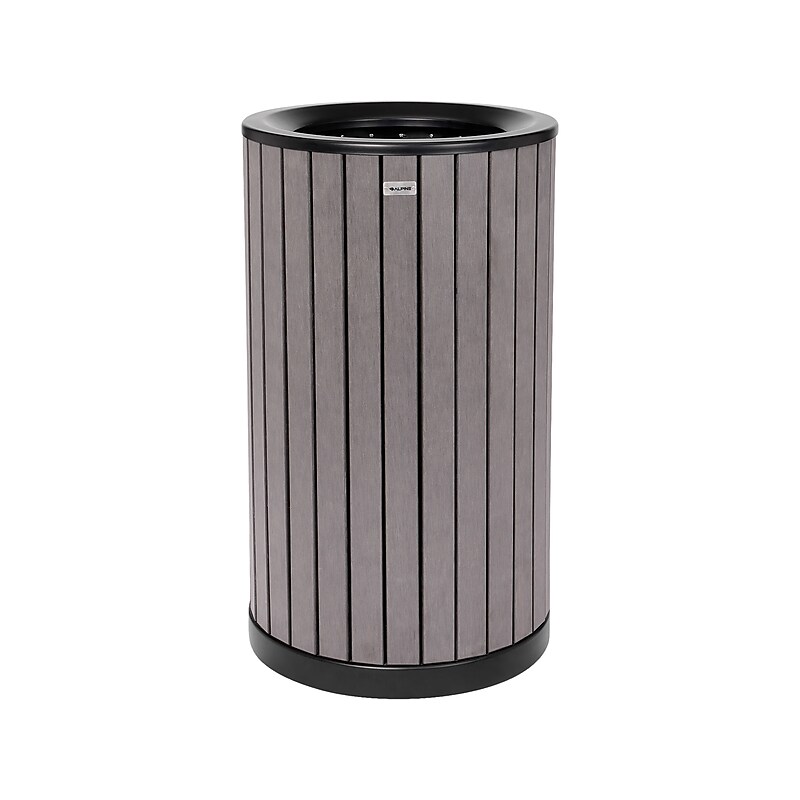 Alpine Industries Steel Outdoor Trash Can with Open Lid, 32 Gallon, Gray (ALP4400-01-GRY) image 1