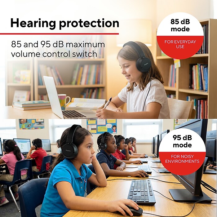 Staples TECH Wired Headphones, Black (ST63352) | Staples