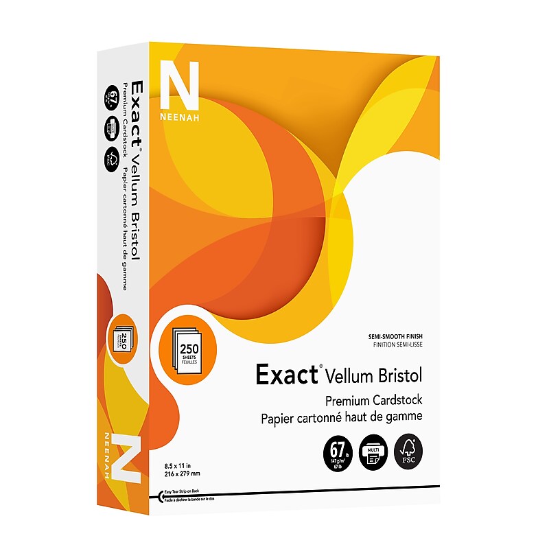 Exact Vellum Bristol Vellum Bristol 67 lb. Cardstock Paper, 8.5" x 11", White, 250 Sheets/Pack (80218 / 81318) image 1