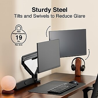Staples Dual Monitor Arm, up to 30" Monitors, Black (51729)