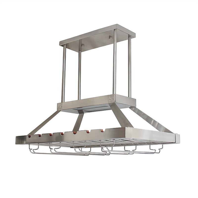 Elegant Designs 2 Light LED Overhead Wine Rack, Brushed Nickel (WR1000-BSN) image 1
