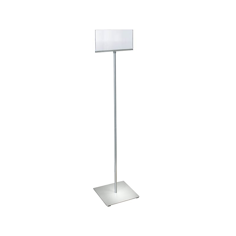 Azar Sign Holder, 11" x 7", Horizontal, Freestanding, Clear/Silver Acrylic (300862) image 1