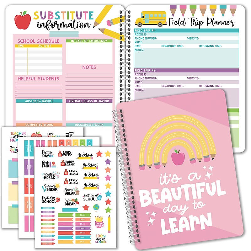 Hadley Designs Undated Pink Teacher Planner and Lesson Plan Book, 8" x 10" (HDDX004557P9V) image 1