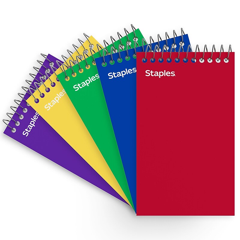 Staples Memo Pads, 3" x 5", College Ruled, Assorted Colors, 75 Sheets/Pad, 5 Pads/Pack (TR11491) image 1