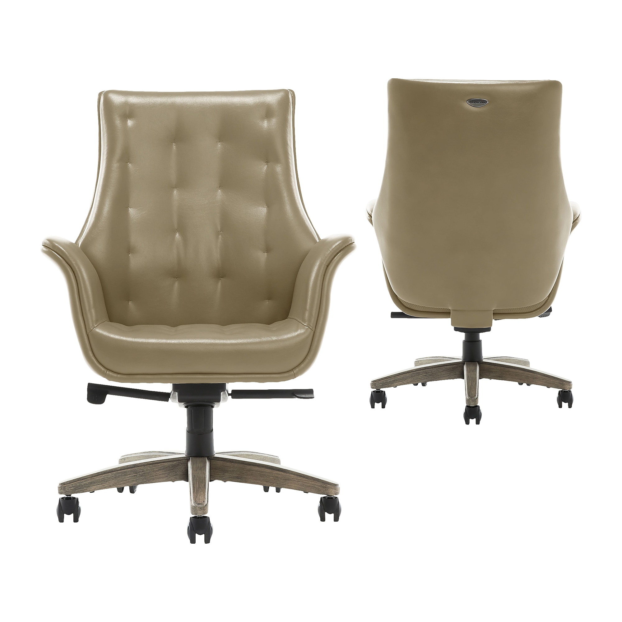 Thomasville Furniture Brooks Ergonomic Bonded Leather Swivel Executive Chair, Taupe (51493-TP) Sansujyuku sansujyuku.com