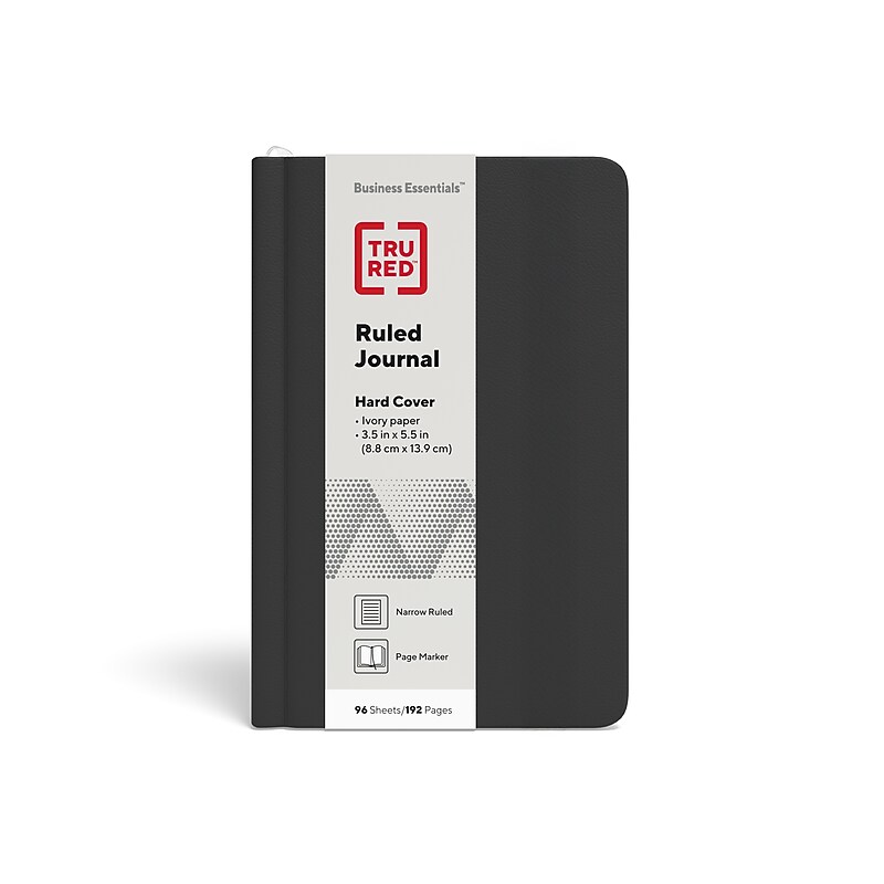 TRU RED™ Small Hard Cover Ruled Journal, Black (TR54770) image 1