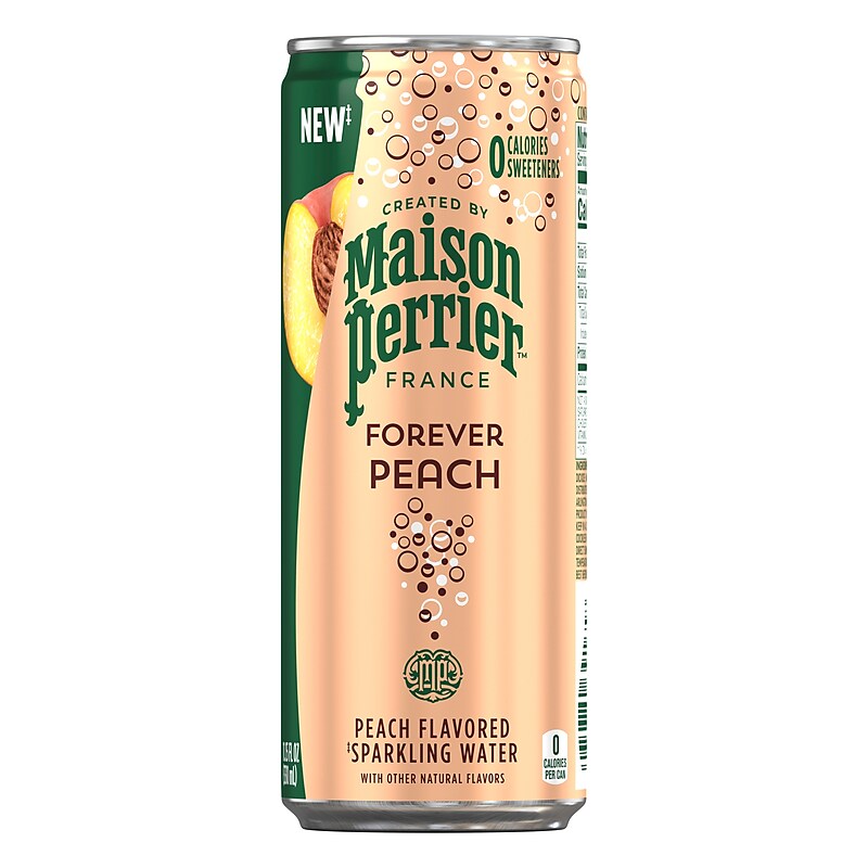 Perrier Peach Flavored Sparkling Mineral Water, 11.15 oz., 8/Pack (12350540) image 1