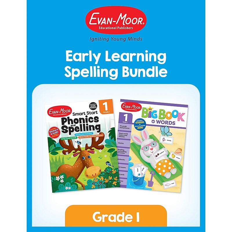 Evan-Moor Early Learning Spelling Activity Book Bundle, Grade 1 Workbook, 2/Set image 1