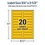 Avery Laser/Inkjet Rectangle Multipurpose Labels, 0.75" x 3.5", Bright Yellow, 1600/Box (94217)~#|#~D00CFEA5-E31E-483B-A92FA0F0E1046D1A_sc7