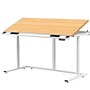 VersaDesk PowerLift Triad 72"W Electric Adjustable Drafting Table, Bamboo/White (TRDT-7230-WNB)~#|#~D014C4B0-5EAA-431A-866F2C5B3164C5A4_sc7