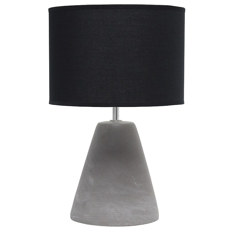 Creekwood Home Tapered Concrete 14.37" LED Table Lamp, Black (CWT-1010-BK) image 1
