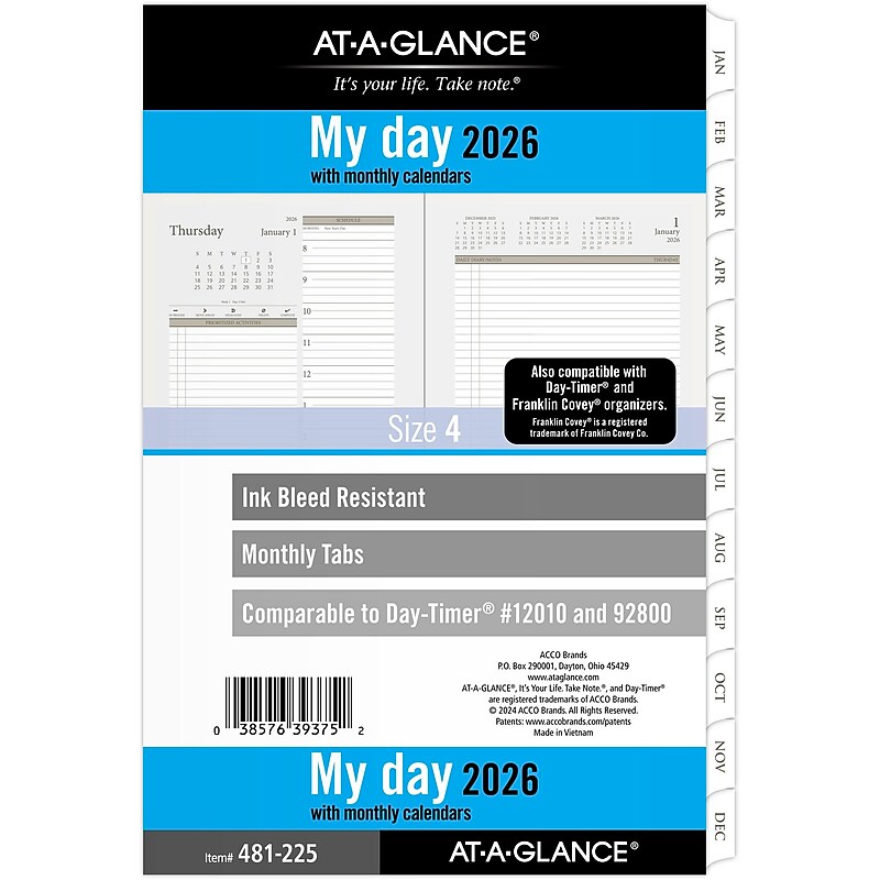 2026 AT-A-GLANCE 5.5" x 8.5" Daily & Monthly Refill Pages Pages, White/Brown (481-225-26) image 1