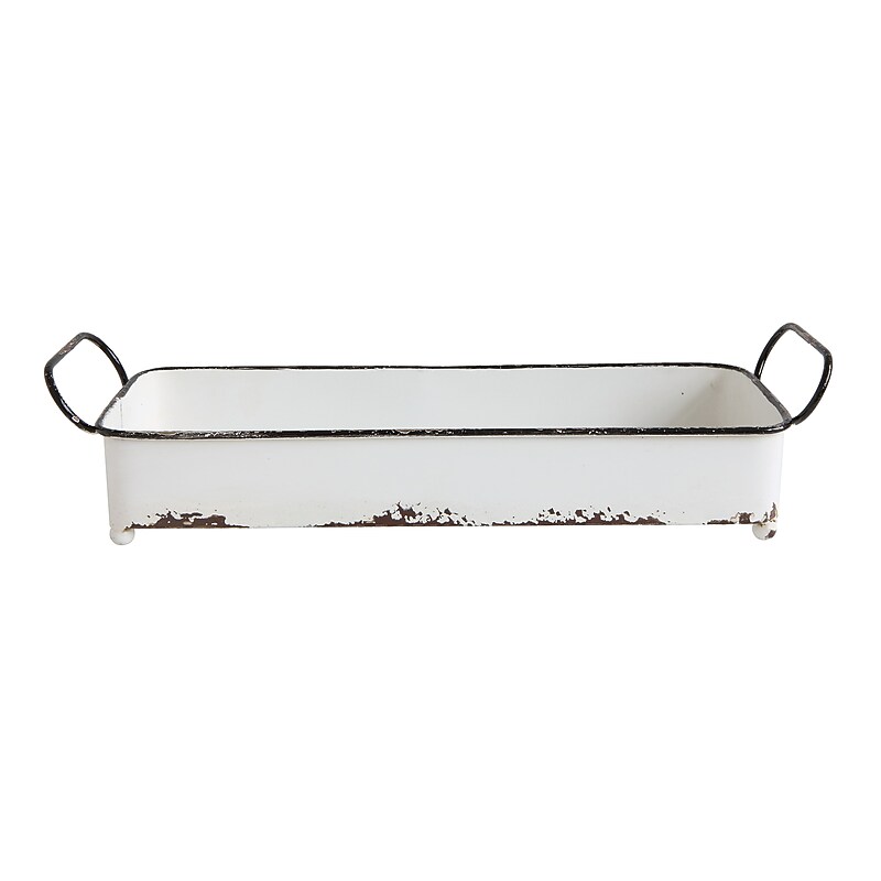 Storied Home Decorative Metal Tray with Distressed Finish (DA8543) image 1