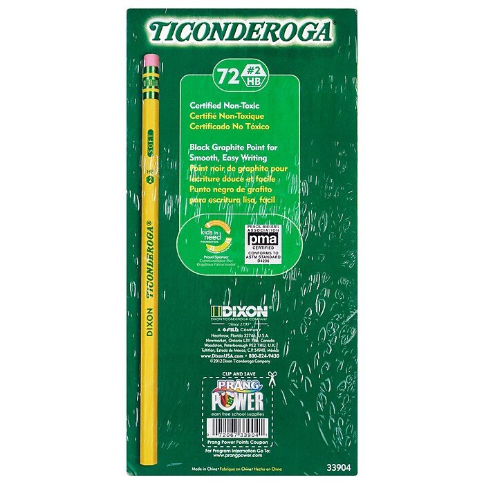 Ticonderoga The World's Best Pencil Wooden Pencil, 2.2mm, #2