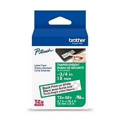 Brother P-touch Tamper-Evident Laminated Label Tape, 3/4