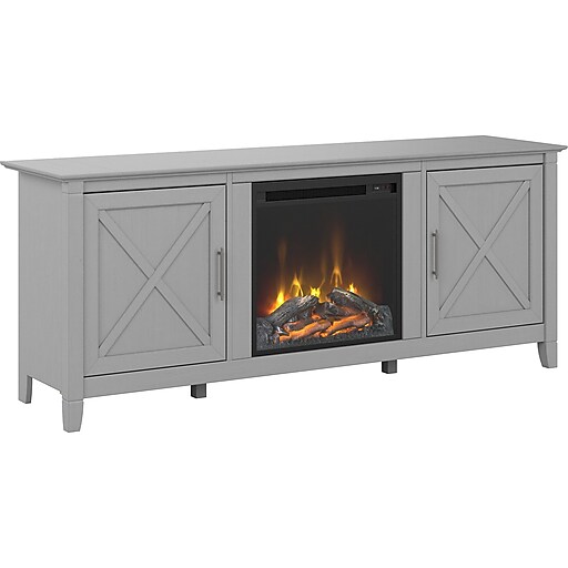 Bush Furniture Key West Electric Fireplace TV Stand, Screens up to 70