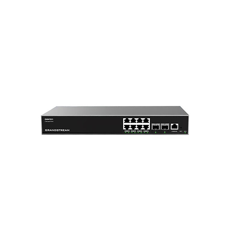 Grandstream GWN7810 Series 8-Port Gigabit Ethernet Managed Switch, 56Gbps Switching, 28Gbps Non-Blocking, Black (GWN7811) image 1