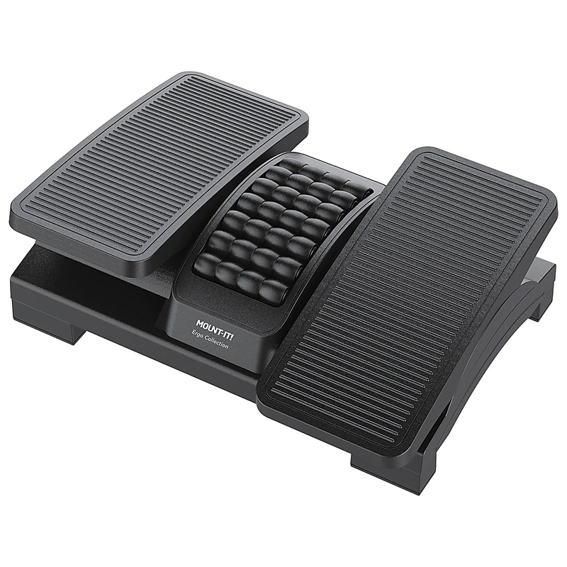 Mount-It! Dual Pedal Ergonomic Footrest, Black (MI-7811) image 1