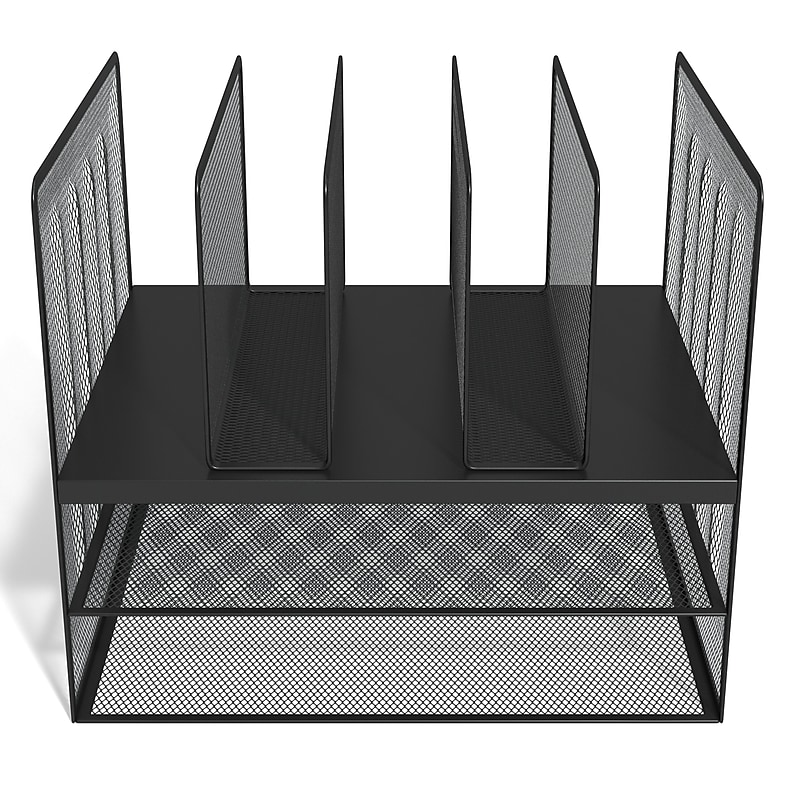 TRU RED™ 7-Compartment Metal Mesh File Organizer, Matte Black (TR57537) image 1