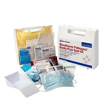 First Aid Only Wall-Mount Bloodborne Pathogen And Bodily Fluid Spill Kit, 24 pieces (214-U/FAO)