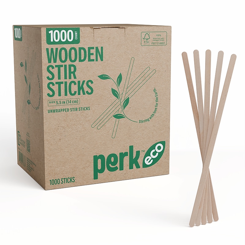 Perk™ Eco Wooden Stirrer, 5.5", 1000/Pack (PK61996) image 1