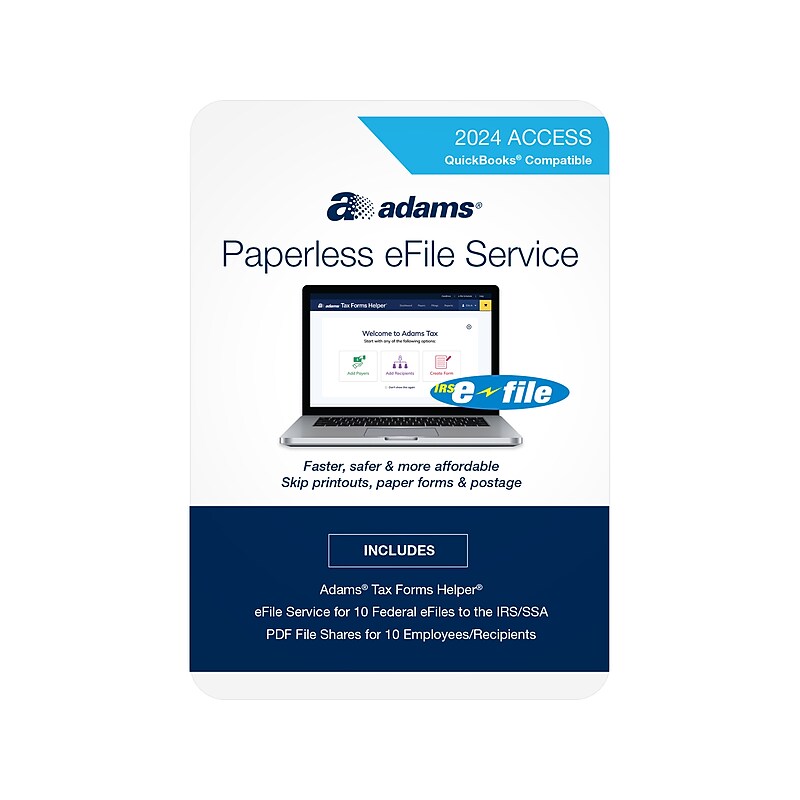 Adams 2024 Paperless eFile Service, Download (STAX10CARD-24) image 1