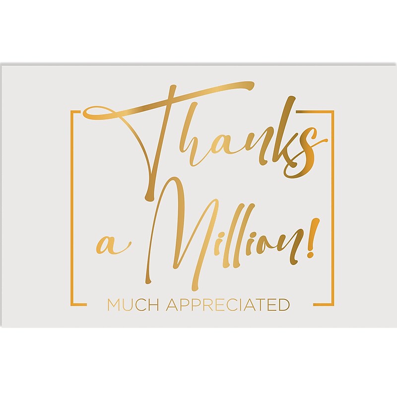Better Office Thank You Cards with Envelopes, 4" x 6", White/Gold, 36/Pack (64529-36PK) image 1