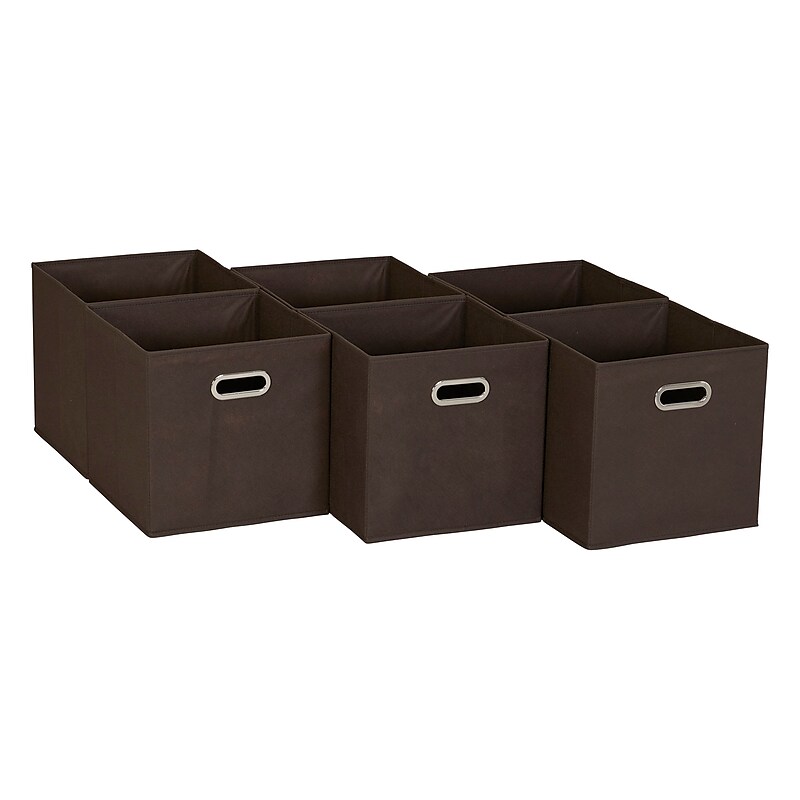 Household Essentials Medium Folding Fabric Storage Bin, 11" x 11"x 11", 23 Qt., Brown, 6/Pack (822-1) image 1