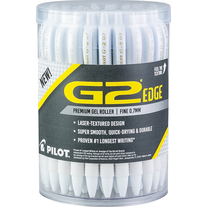 Pilot G2 Edge White Retractable Gel Pen, Fine Point, 0.7mm, Black Ink, 36 Pack (1411) image 1