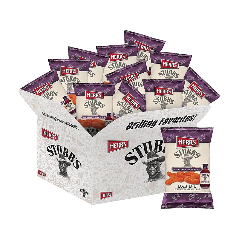 Herr's Stubb's Sticky Sweet Gluten-Free Bar-B-Q Cheese Curls, 1.25 oz., 60 Bags/Carton (6136) image 1