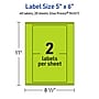 Avery Rectangle Multipurpose Labels, 5" x 6", Bright Green, 40/Pack (94257)~#|#~D06A6446-CDBE-4DB4-BF807FC4D1CD967E_sc7