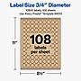 Avery Round Laser/Inkjet Multipurpose Labels, Kraft Brown, 108 Labels/Sheet, 100 Sheets/Pack (19479311158)~#|#~D0939160-CA26-4380-8980C703B70E9D0A_sc7