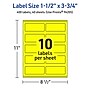 Avery Laser/Inkjet Rectangle Multipurpose Labels, 1.5" x 3.75", Neon Yellow, 400/Pack (94205)~#|#~D099955A-B594-412A-8254344B14C86F80_sc7